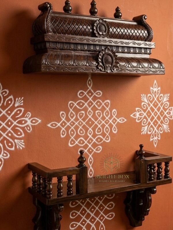 Rosewood 2 feet pooja space setup