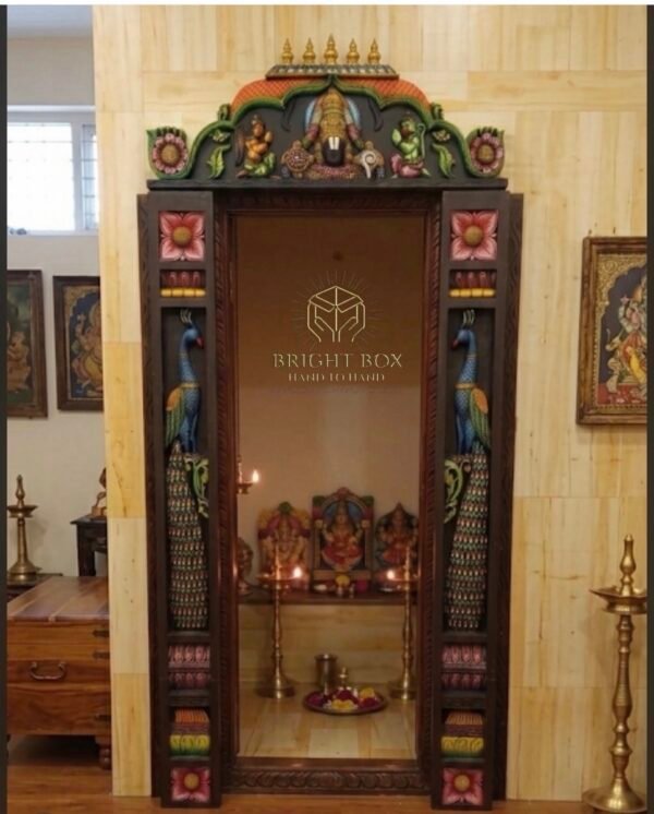 Pooja Room Boundary setup (peacock panel and gajalakshmi gopuram)